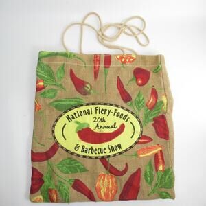Basket N Bags Jute Tote Handbag Women M Silkcreen Natl Fiery Foods Hot Peppers